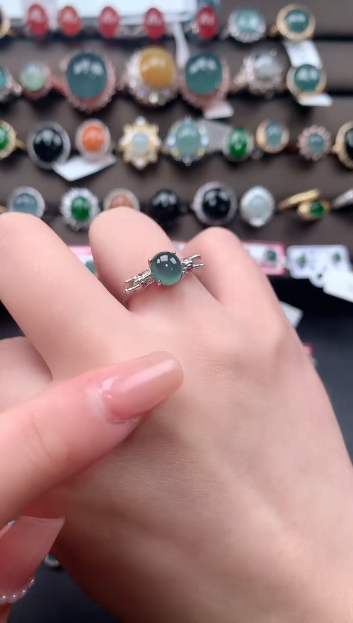 【闪购商品】翡翠戒指银S925镶嵌52141