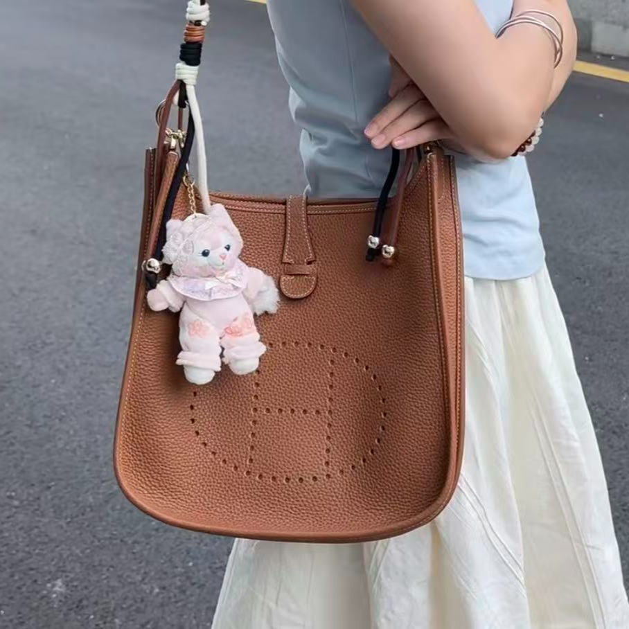 99新 Hermes/爱马仕 伊芙琳29金棕银  框M刻