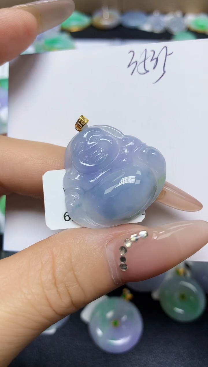 翡翠18K金镶嵌颈饰 天然缅甸翡翠A货