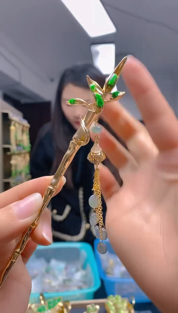 【闪购商品】翡翠耳饰合金0666翡翠发簪