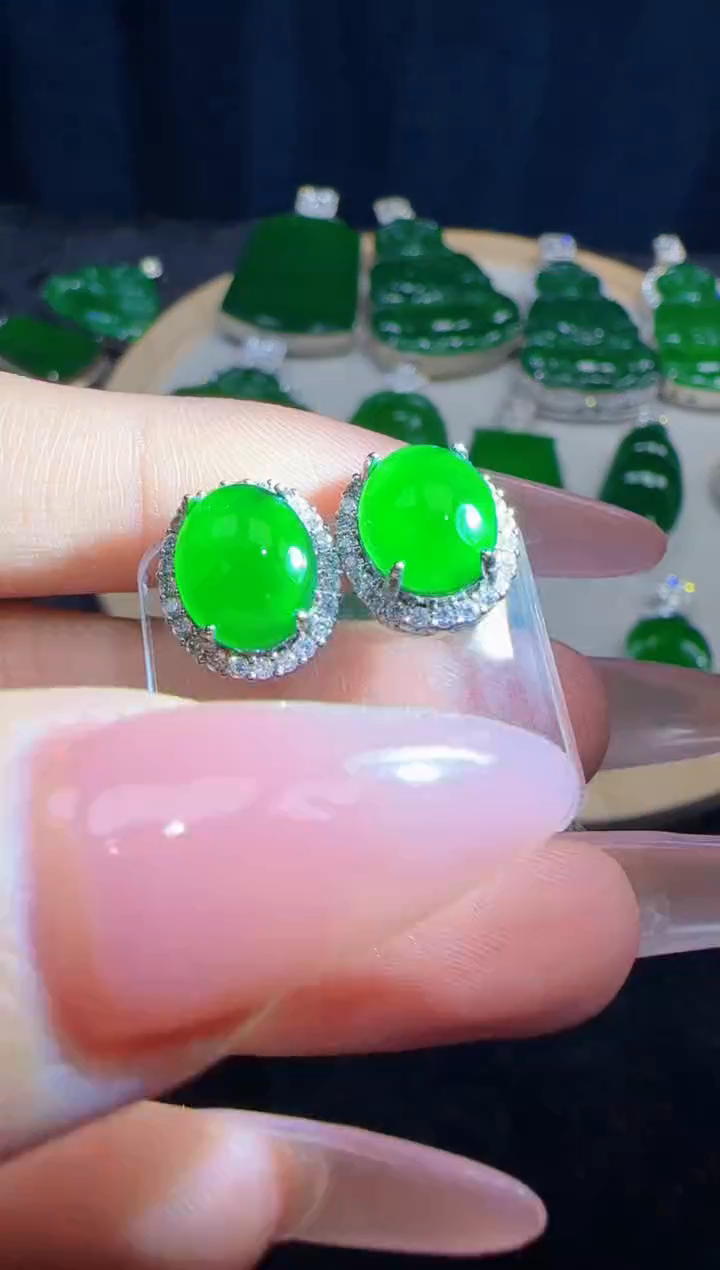 未镶嵌定制翡翠翡翠耳环113