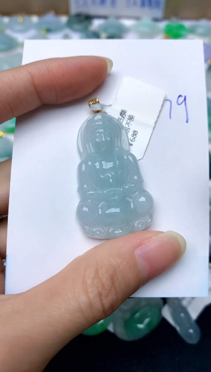 【闪购商品】翡翠颈饰18K金镶嵌79天然A货翡翠