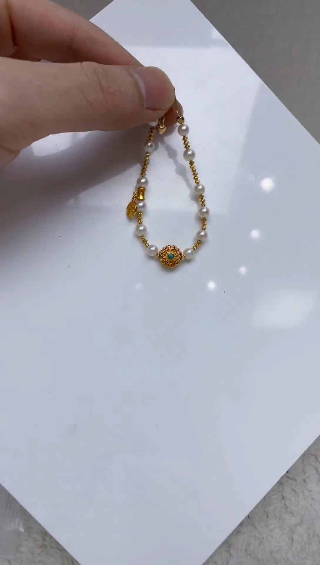 银S925镶嵌手链海水珍珠  