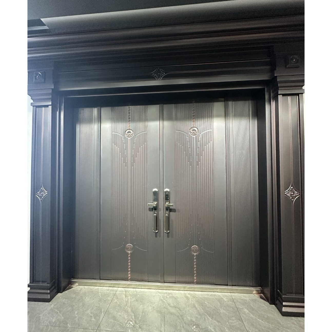 安心瑞380不锈钢四开双开子母大门适用于别墅大门农村自建房大门
