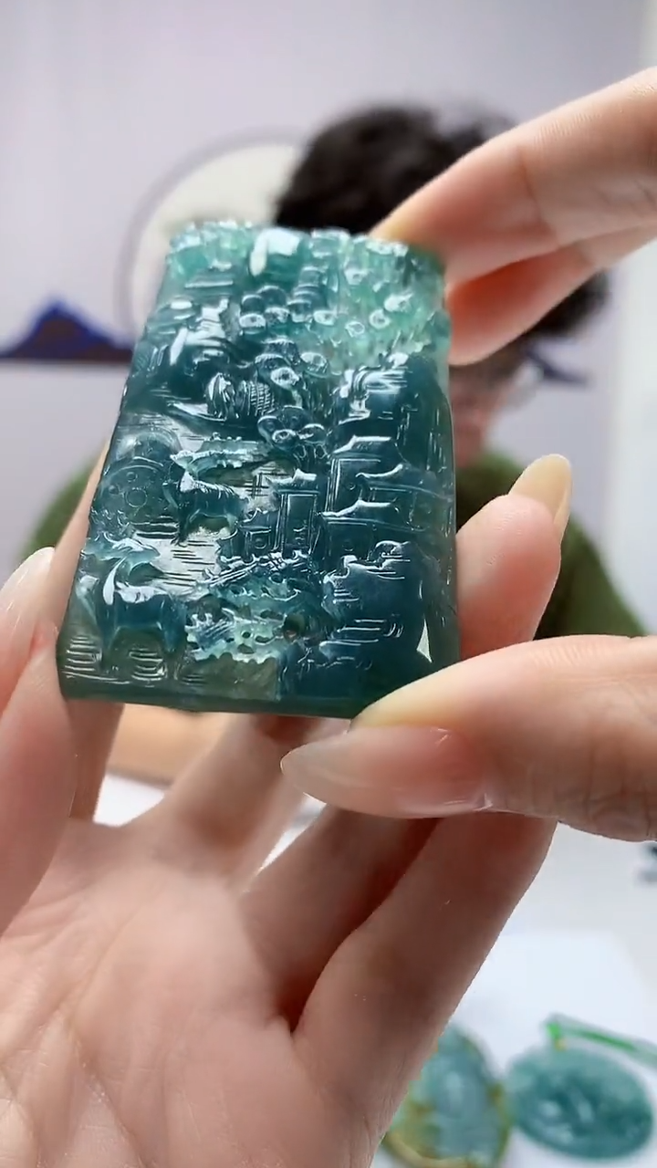 【闪购商品】定制翡翠未镶嵌4688DD-毛货山水赠珠链138