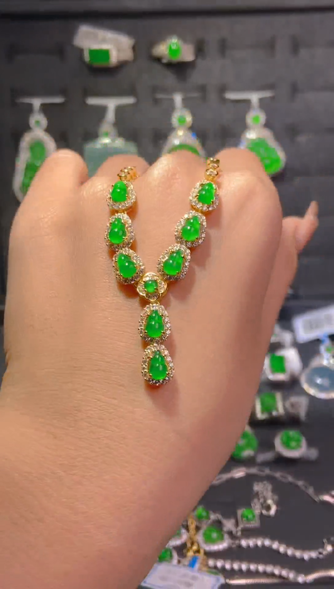 【闪购商品】翡翠项链银S925镶嵌天然翡翠A货143