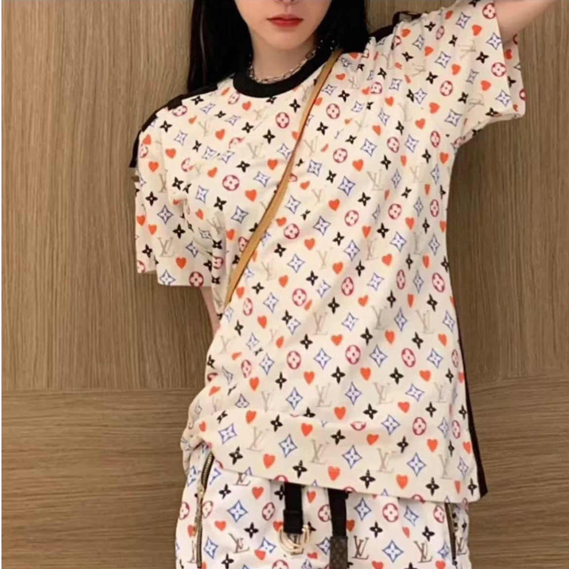 未使用 LouisVuitton/路易威登 爱心印花Logo短袖T恤