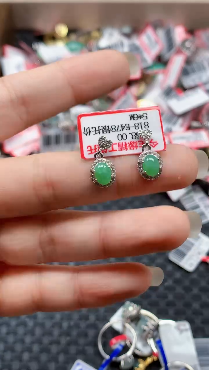 银S925镶嵌戒指翡翠天然A货缅甸翡翠