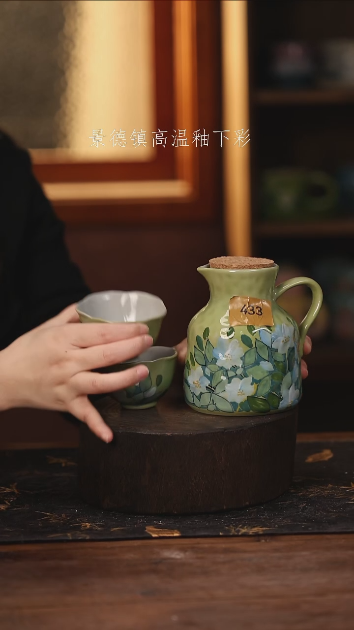 陶瓷景德镇高温釉下手绘陶瓷@L433@
