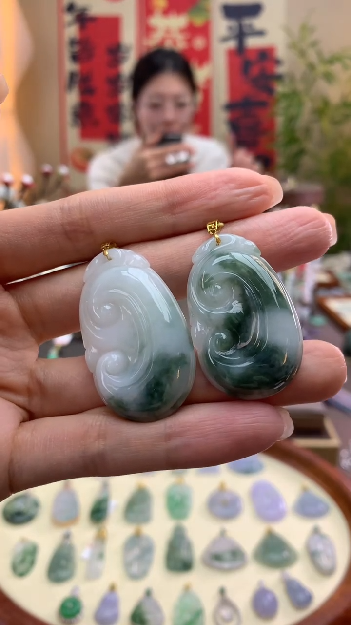 【闪购商品】翡翠颈饰18K金镶嵌如意（多样性发其一）