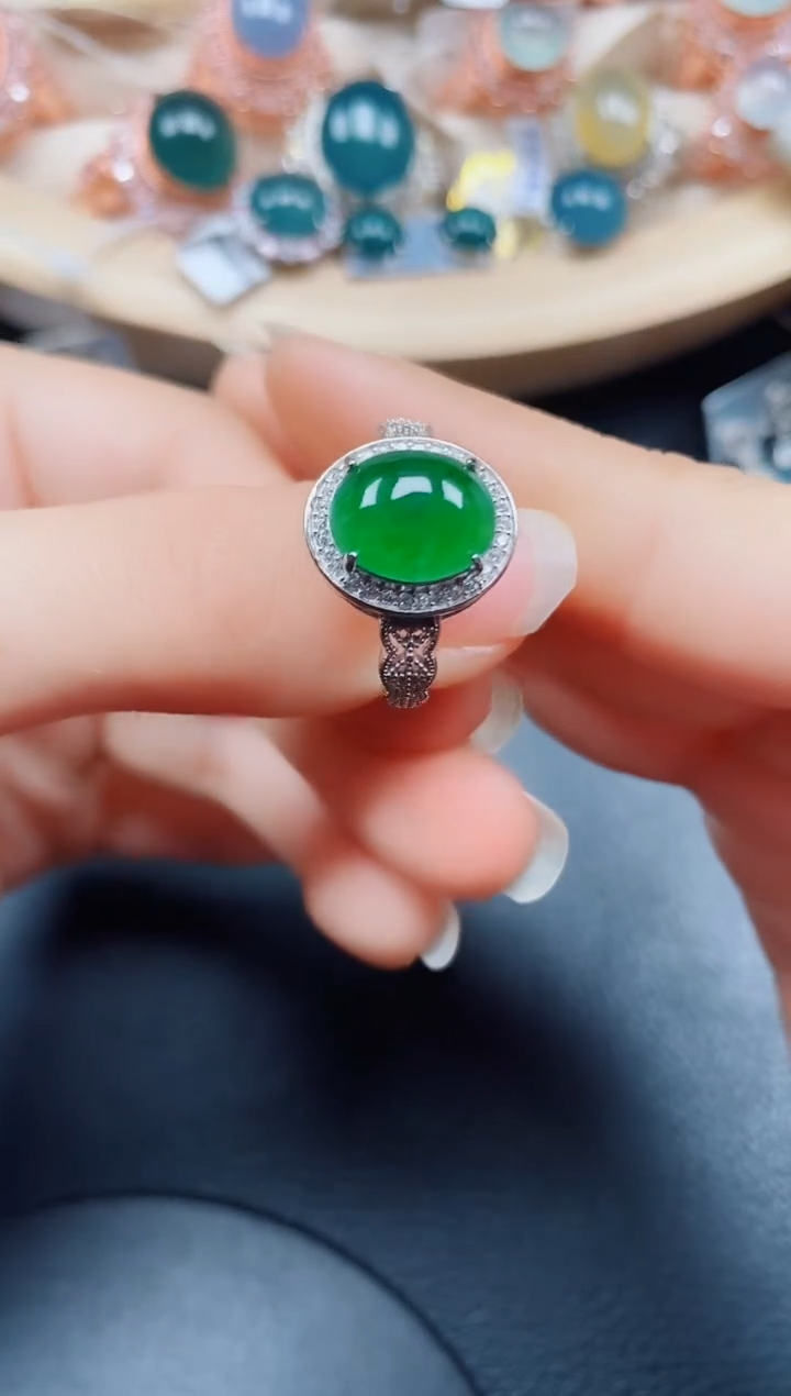 【闪购商品】翡翠戒指银S925镶嵌翡翠