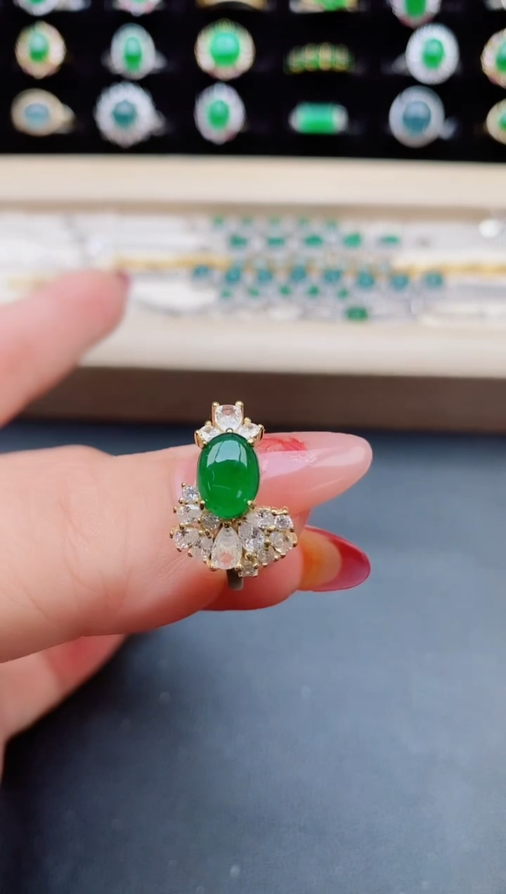 【闪购商品】翡翠戒指银S925镶嵌58050