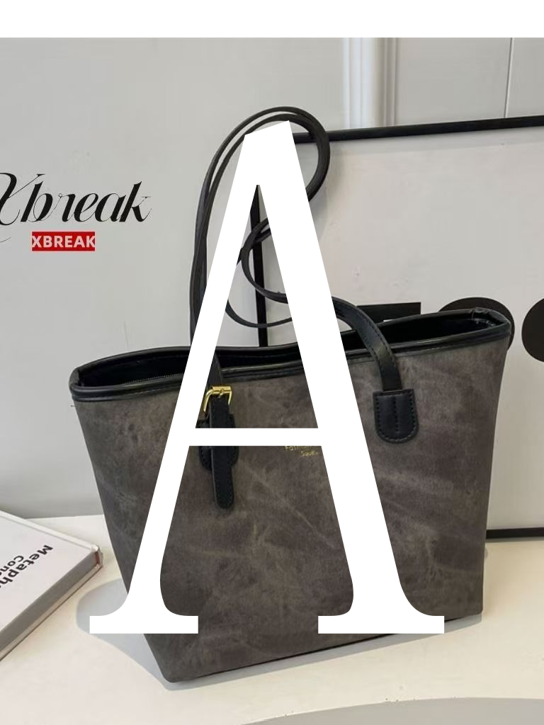 纯色可折叠休闲日韩单肩包女士潮流双根托特包手拎包