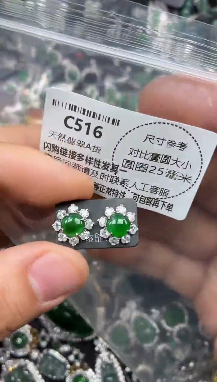 颈饰未镶嵌翡翠C516耳钉