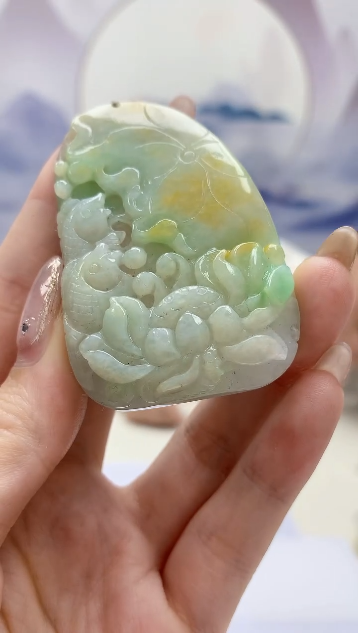 【闪购商品】定制翡翠未镶嵌4925jw-毛货挂件80