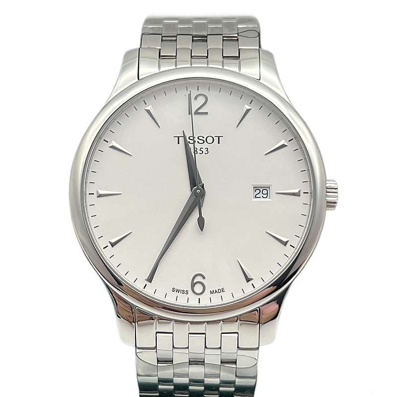 99新 Tissot/天梭 俊雅/臻耀/男石英白盘钢带/T063/公价2950/42MM