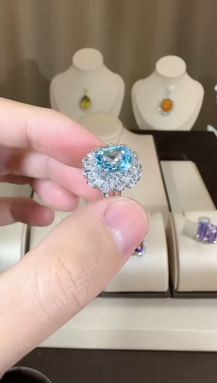 【闪购商品】托帕石戒指银S925镶嵌9*7mm