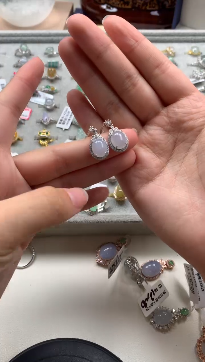 银S925镶嵌戒指翡翠耳饰12