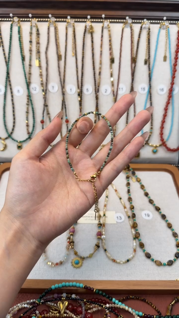 项链钛钢石英质玉非洲手链