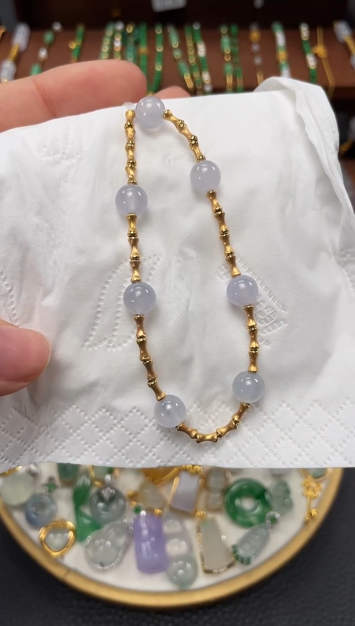 【闪购商品】翡翠套链18K金镶嵌一个 JK352