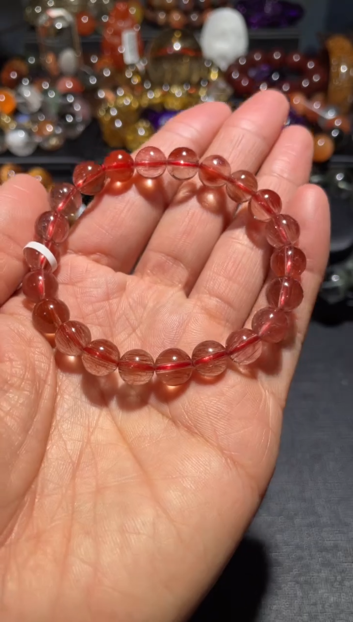【闪购商品】水晶手链未镶嵌红发晶手链8.5mm左右