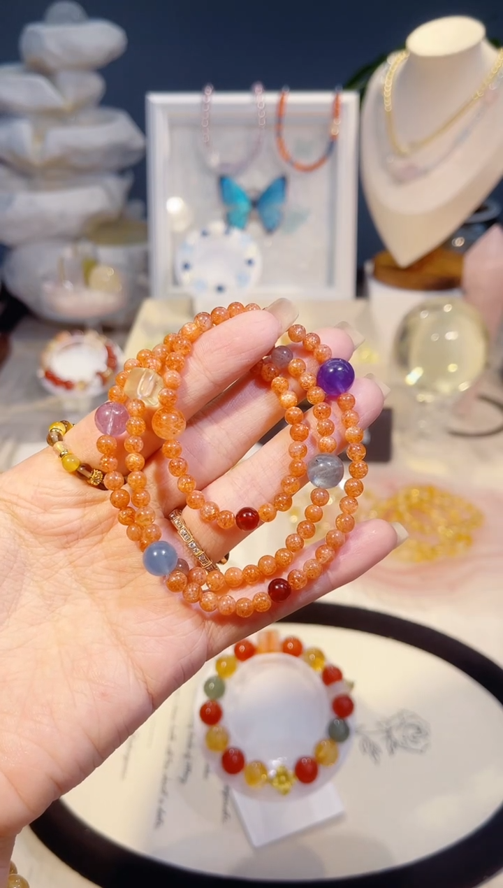 未镶嵌手串水晶大*三圈金太阳