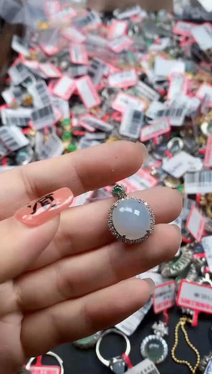 银S925镶嵌戒指翡翠天然A货缅甸翡翠