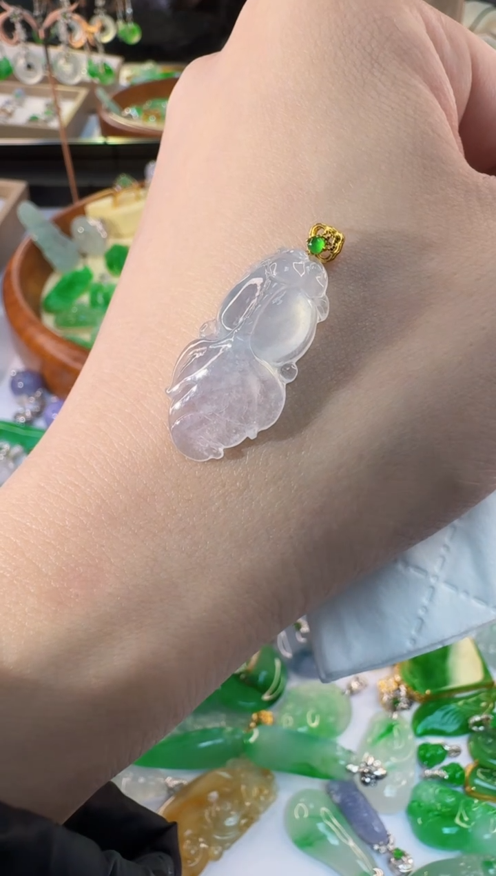 【闪购商品】翡翠颈饰18K金镶嵌缅甸翡翠A挂件