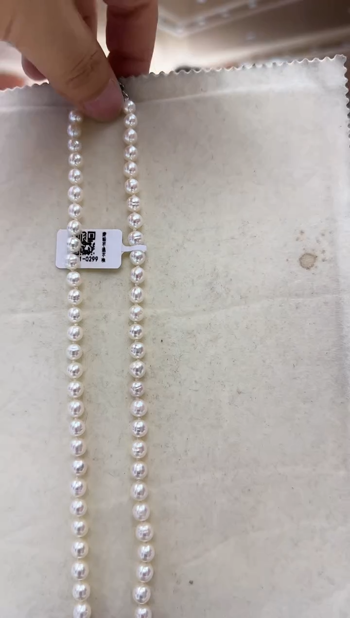 淡水珍珠银S925镶嵌项链淡水珍珠项链6-7mm