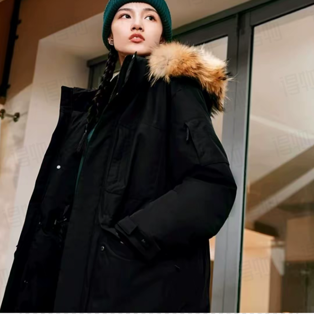 纽约洋基队鹅绒防水工装派克服连帽男女同款保暖羽绒服