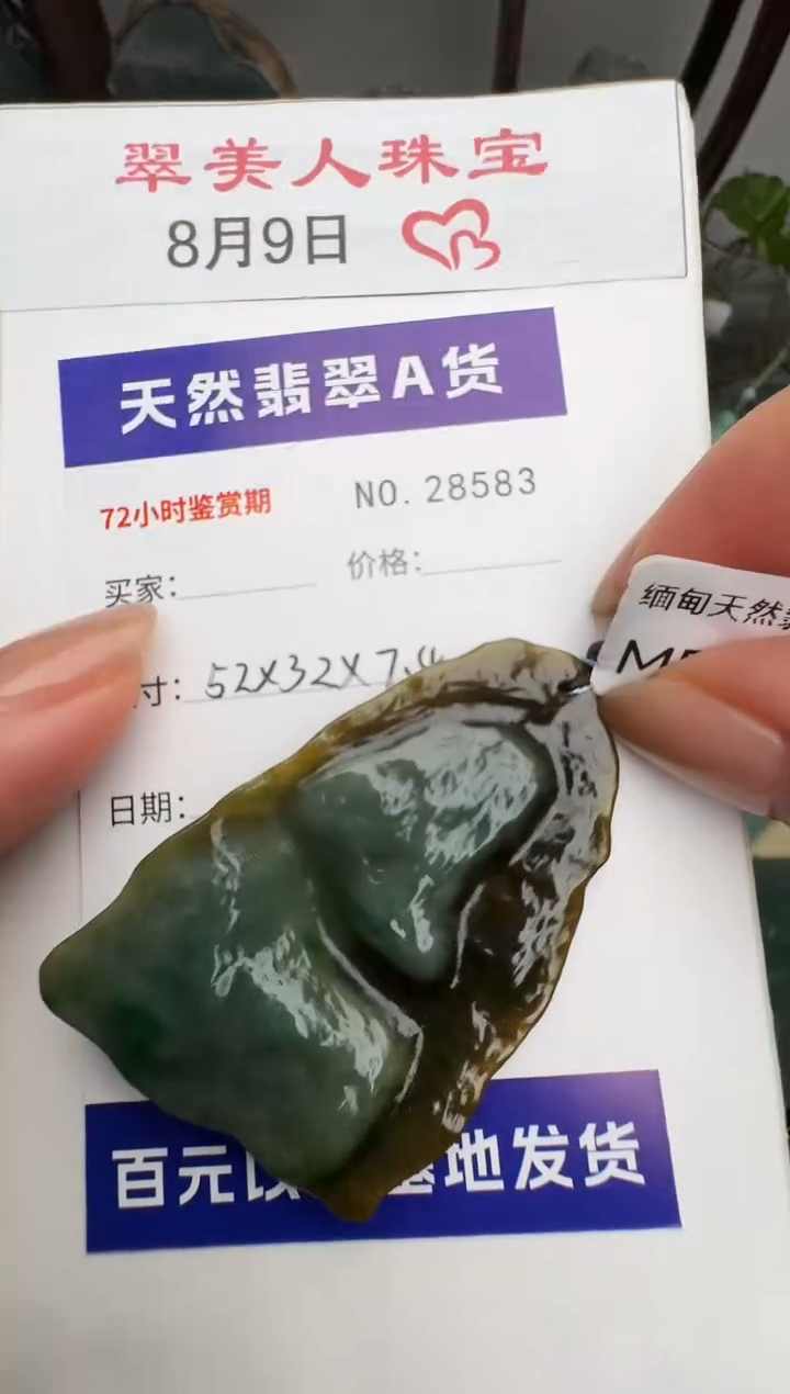 翡翠未镶嵌颈饰原石28583