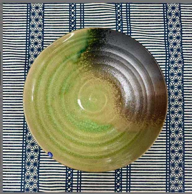 【丸志】日本进口万古烧织布拼釉9号大皿27.5cm*4.2cm家用陶土盘