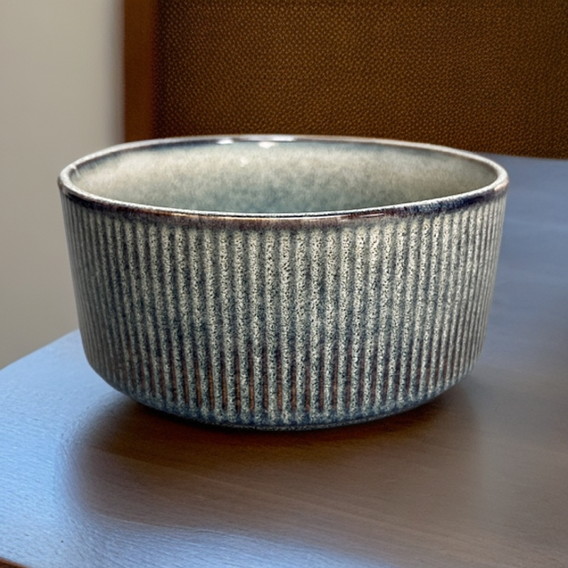 新款3032条纹啵啵碗复古陶瓷饭碗家用大号简约创意面碗微瑕