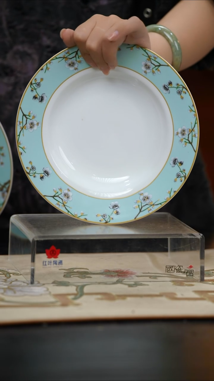 瓷4个微瑕春意盎然8英寸深汤盘