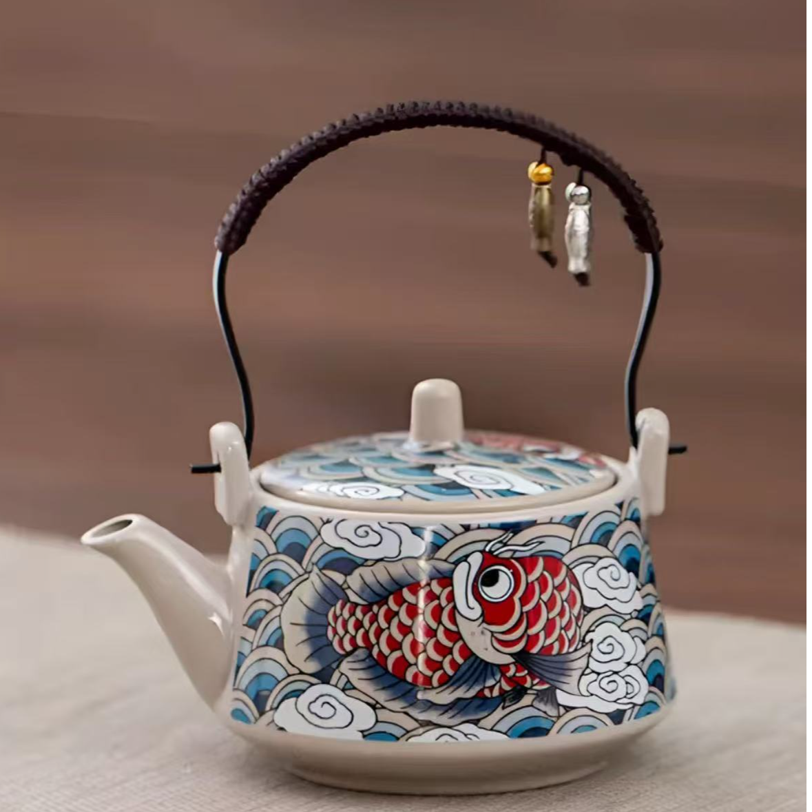 G3339-海浪锦鲤单提梁壶