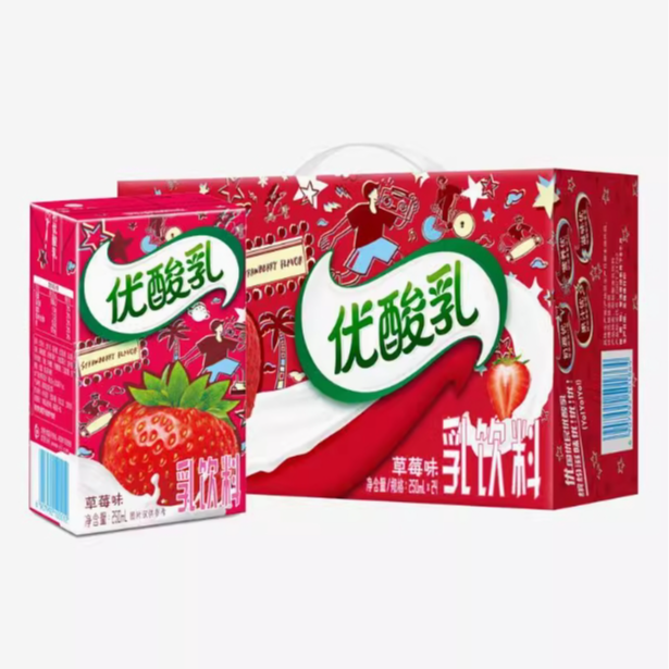 【8-11月】（散装）伊利优酸乳原味草莓味AD钙乳酸饮品250ml*24盒饮料同城送奶
