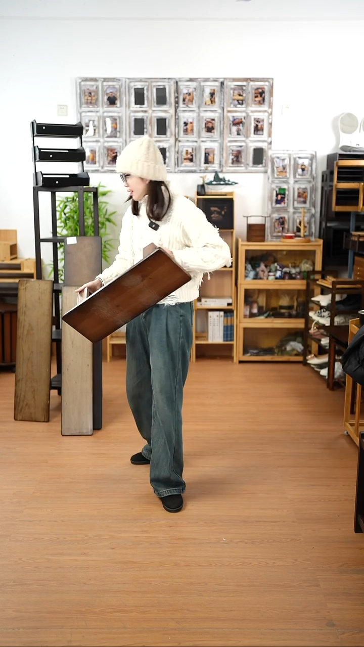 竹90宽实木桌面增高架