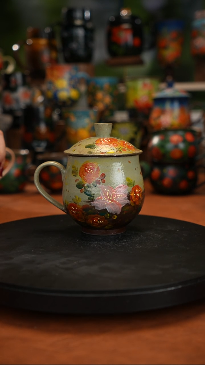 紫砂油画手绘釉下彩