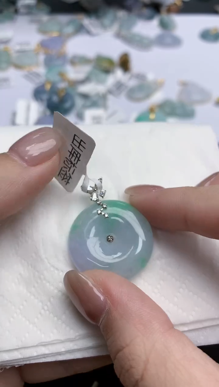 【闪购商品】翡翠颈饰18K金镶嵌天然缅甸翡翠A货