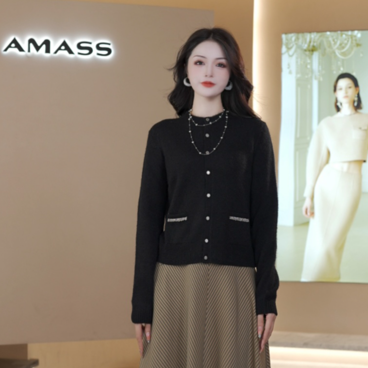 AMASS/阿玛施秋季新款时尚百搭小香风设计款长袖针织衫5499272