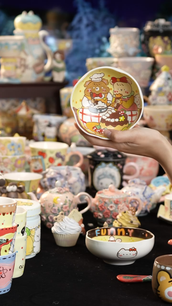 摆件陶景德镇釉下彩手绘设计师款陶瓷