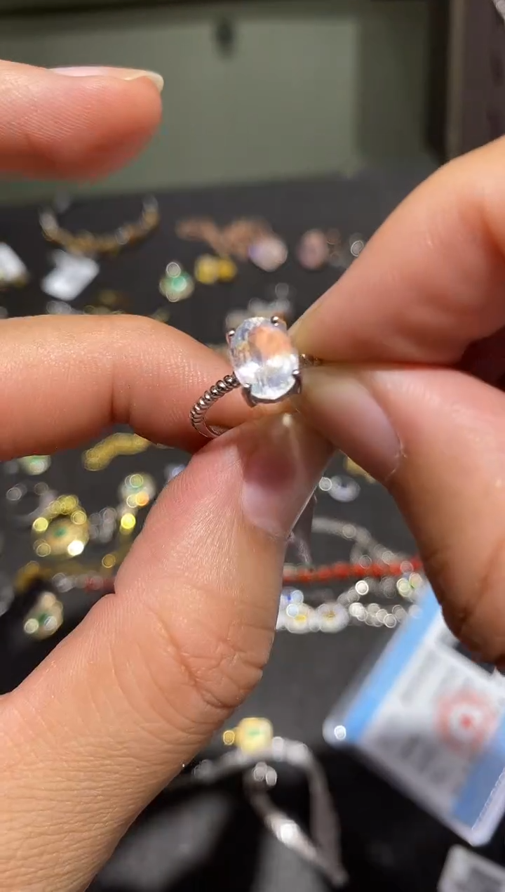 银S925镶嵌戒指月光石戒指