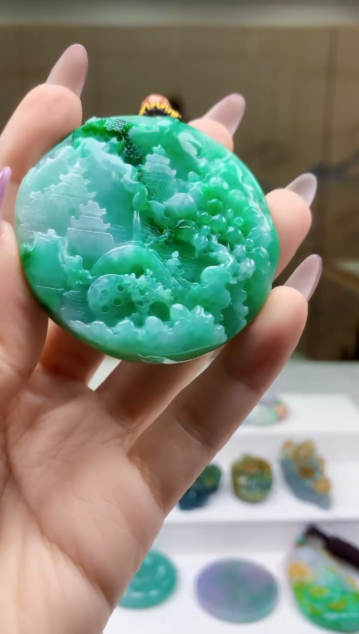 【闪购商品】定制翡翠未镶嵌5156ty-毛货挂件139