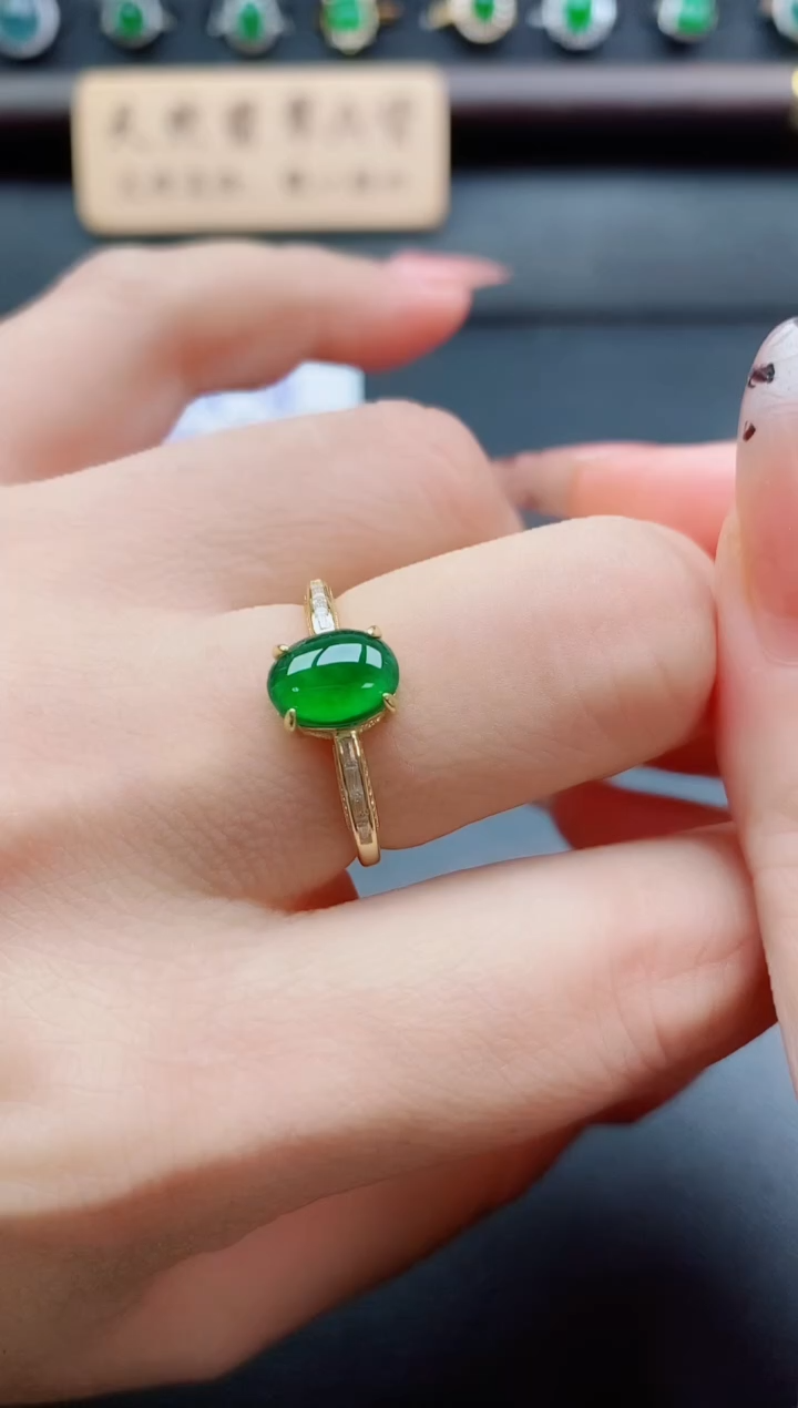 银S925镶嵌戒指翡翠1