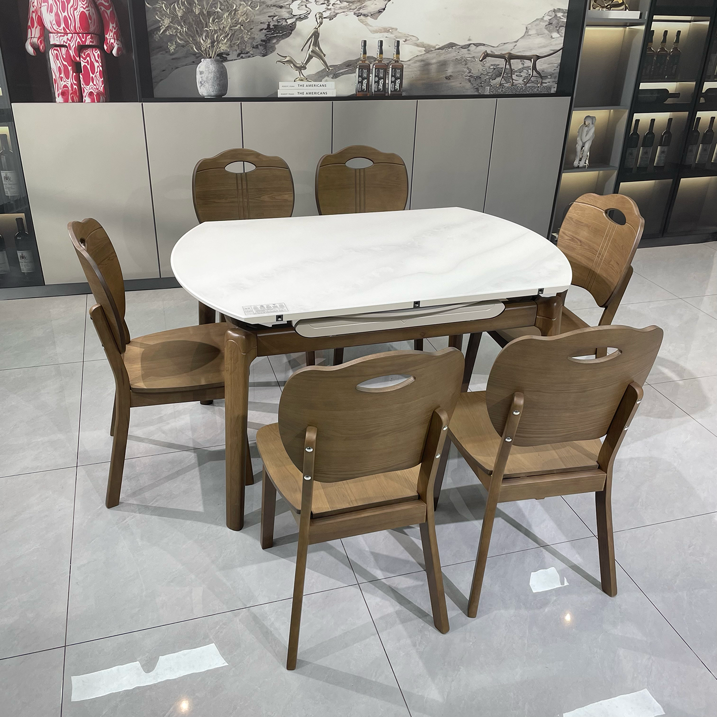 2025新款家用胡桃色餐桌北欧方圆可伸缩两用餐桌家用餐桌简约饭桌