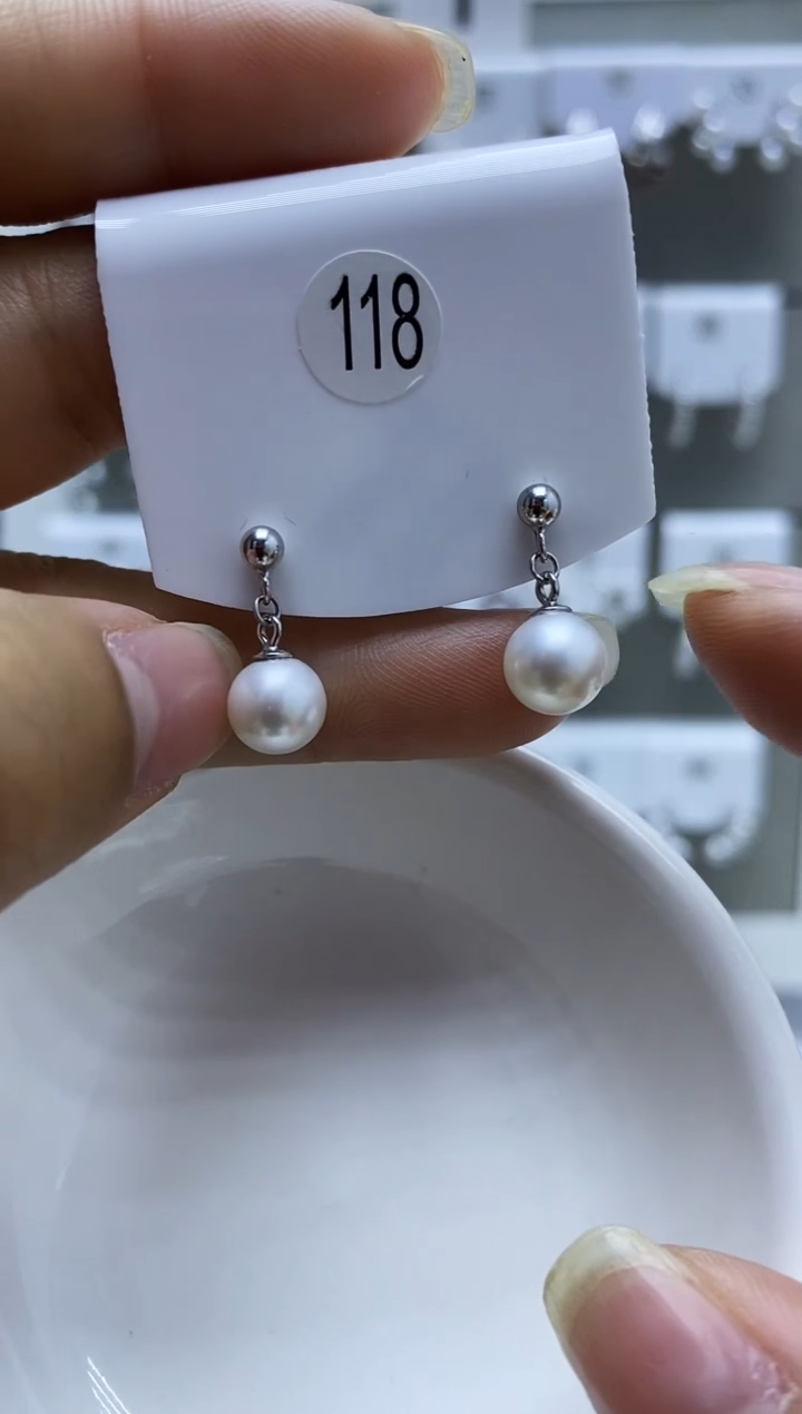 银S925镶嵌耳饰淡水珍珠118