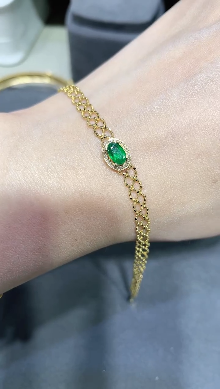 【闪购商品】祖母绿手链18K金镶嵌·