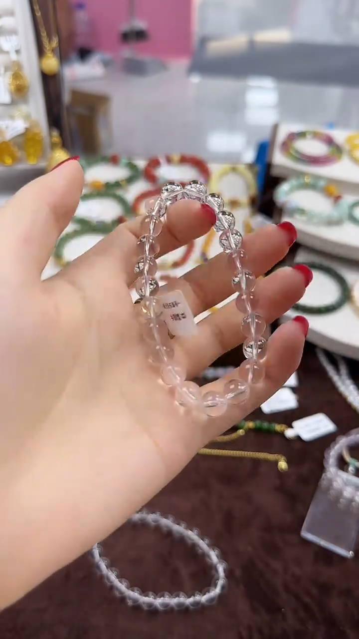 水晶手串未镶嵌白水素圈