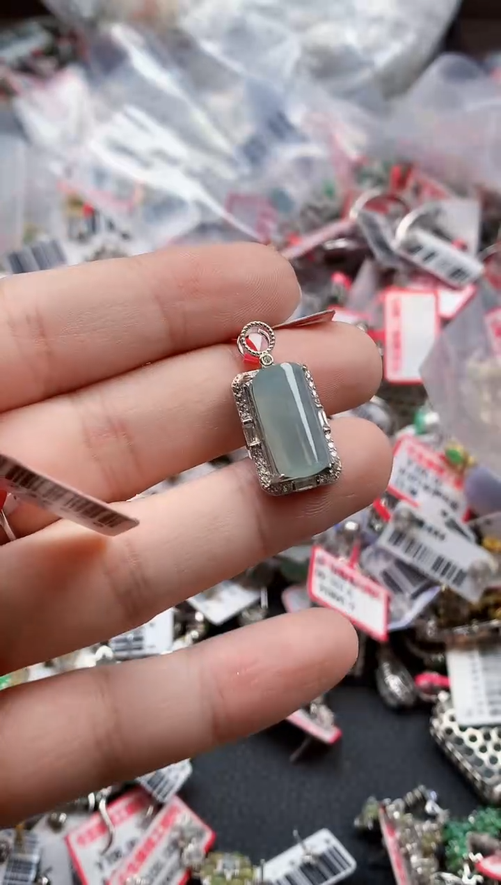 银S925镶嵌戒指翡翠天然A货缅甸翡翠