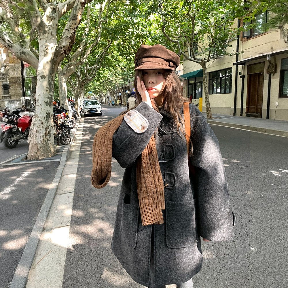 厚款通用学院风薄款秋冬毛呢外套日系百搭ins时尚